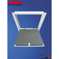 Wellhöfer Deckentüren für sehr kleine Deckenöffnungen 50x50 bzw. 60x60 cm mit Futterkasten, Höhe 10 cm, Deckel beidseitig weiß beschichtet, wärmegedämmt. Wellhöfer Deckentüren inkl. WärmeSchutz mit U-Wert 0,75.