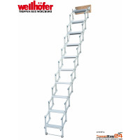 Scherentreppe mit Stirnbrett 9 Stufen ab 80x50 cm, R bis 242 cm