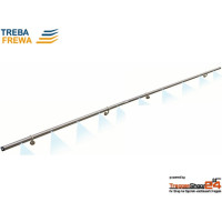 L12 PiccoRail Handlauf Ø42,4x3000 mm aus Edelstahl V2A inkl. 4 Kugelringhalter silber matt, 2 Endkappen schwarz mit 10 LED und 2 Bewegungsmelder.