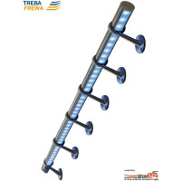 Wandhandlauf mit LED LR3 LightRail Alu-Handlauf 450 cm aus Aluminium eloxiert Ø 42,4 mm, inkl. 6 Kugelringhalter in Edelstahloptik, 2 Endkappen Edelstahl, 5 Meter LED Belechtungsset und Steckernetzteil. Der Wandhandlauf LR1 ist beliebig erweiterbar.