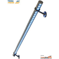 Wandhandlauf mit LED, LR1 LightRail Alu-Handlauf 150 cm aus Aluminium eloxiert Ø 42,4 mm, inkl. 2 Kugelringhalter in Edelstahloptik, 2 Endkappen Edelstahl, 5 Meter LED Belechtungsset und Steckernetzteil. Der Wandhandlauf LR1 ist beliebig erweiterbar.