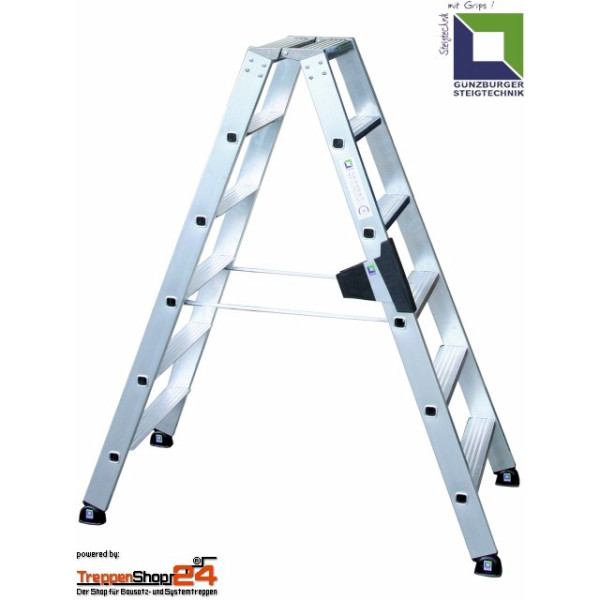 Aluminium-Stehleiter mit Stufen beidseitig begehbar