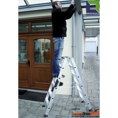 Aluminium-Stehleiter mit Stufen beidseitig begehbar