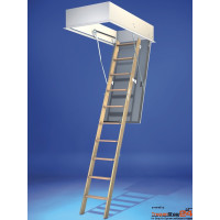 Wellhöfer Bodentreppe GutHolz WS3D, mit Handlauf und 3-teiliger Holzleiter, inkl. WärmeSchutz 3D geprüfter U-Wert 0,8 W/(m²K)für Deckenöffnung 120 x 70 cm, Futterkastenhöhe 25 cm, für Raumhöhen bis 298 cm