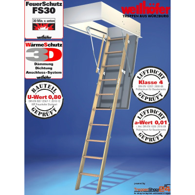 Bodentreppe GutHolz FS30 WS3D 130 x 70 cm