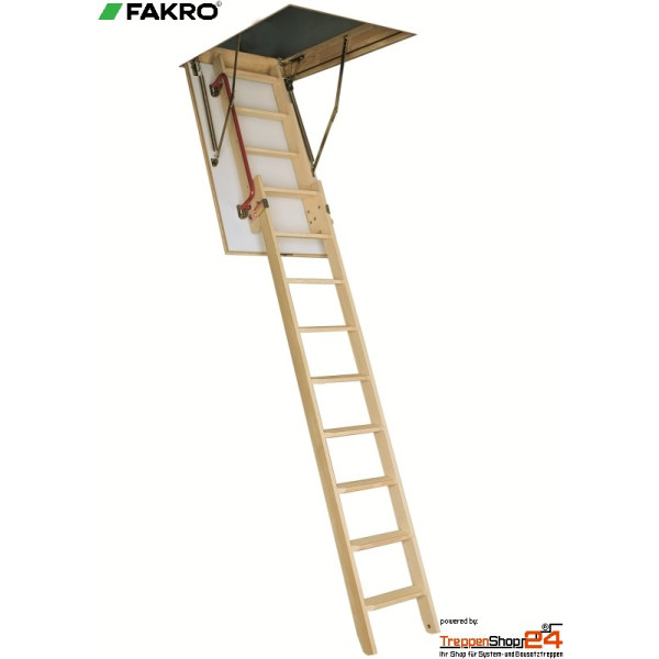 Bodentreppe LDK, Deckenöffnung 120 x 60 cm, Schiebeleiter 2-teilig, inkl. Handlauf, gedämmter Sandwichdeckel 36 mm beidseitig weiß, bauteilgeprüfter U-Wert 1,1 W/(m²K), Raumhöhe bis 305 cm.