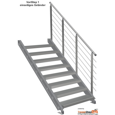 Stahlwangentreppe VariStep mit 8 Gitterroststufen MW30/30...