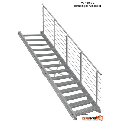 Stahlwangentreppe VariStep mit 14 Gitterroststufen...