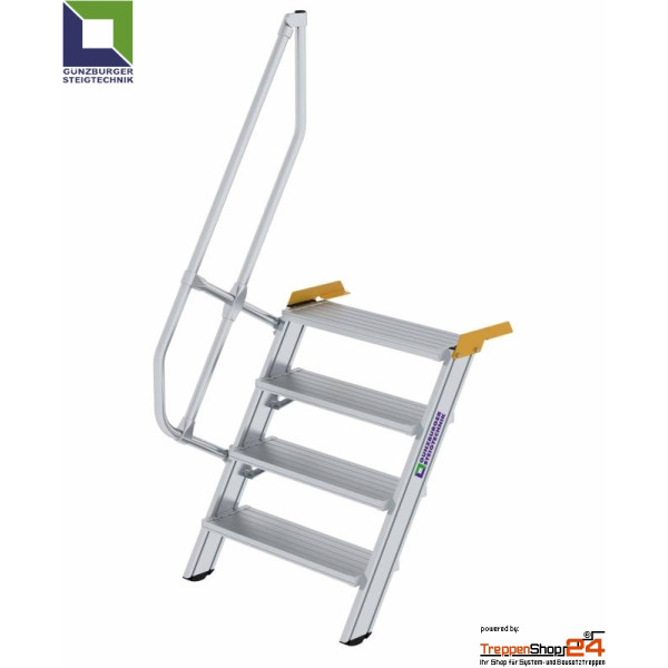 Aluminium Treppe 60° mit 4 Stufen für Höhe 88 bis 111,5 cm, ohne Geländer, Stufen geriffelt, jede Treppe ist eine Maßanfertigung.