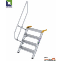 Aluminium Treppe 60° mit 4 Stufen für Höhe 88 bis 111,5 cm, ohne Geländer, Stufen geriffelt, jede Treppe ist eine Maßanfertigung.