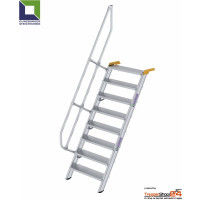 Aluminium Treppe 60° mit 8 Stufen für Höhe 184 bis 206,5 cm, ohne Geländer, Stufen geriffelt, jede Treppe ist eine Maßanfertigung.