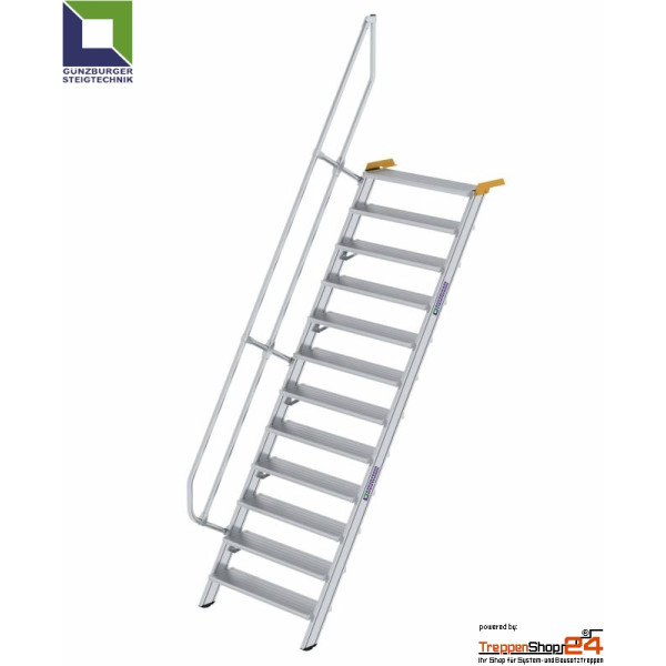 Aluminium Treppe 60° mit 12 Stufen für Höhe 276 bis 298,5 cm, ohne Geländer, Stufen geriffelt, jede Treppe ist eine Maßanfertigung.