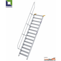 Aluminium Treppe 60° mit 15 Stufen für Höhe 345 bis 367,5 cm, ohne Geländer, Stufen geriffelt, jede Treppe ist eine Maßanfertigung.