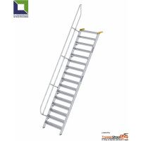 Aluminium Treppe 60° mit 16 Stufen für Höhe 368 bis 390,5 cm, ohne Geländer, Stufen geriffelt, jede Treppe ist eine Maßanfertigung.