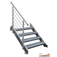 Außentreppe Alaska V3, 4 Stufen GH 90 - 102 cm
