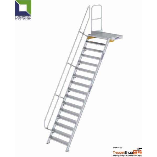 Treppe 60° mit Podest 15 Stufen Höhe 345 bis 367,5 cm