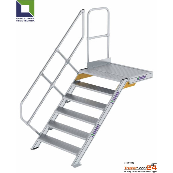 Treppe 45° mit Podest 7 Stufen, Höhe 144 bis 164,5 cm