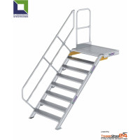 Treppe 45° mit Podest 8 Stufen, Höhe 165 bis 185,5 cm