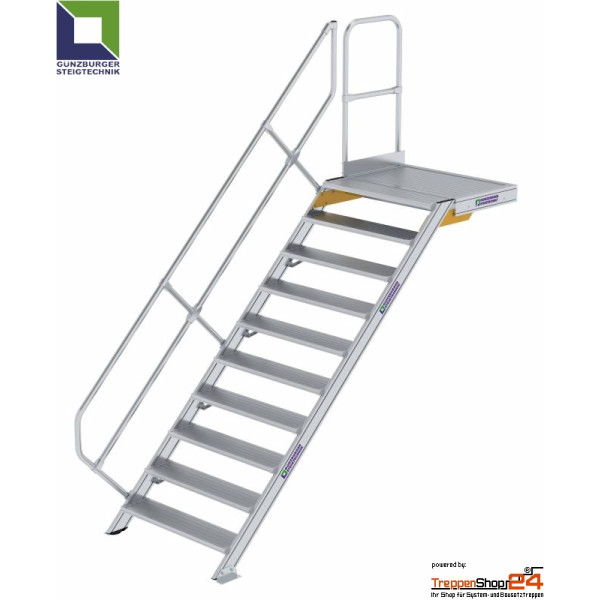 Treppe 45° mit Podest 11 Stufen, Höhe 228 bis 248,5 cm