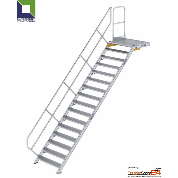 Treppe 45° mit Podest 17 Stufen, Höhe 354 bis 374,5 cm