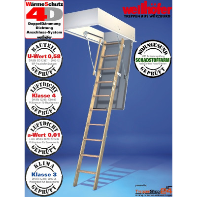 Wellhöfer Bodentreppe StahlBlau WS4D 115x60 bis...