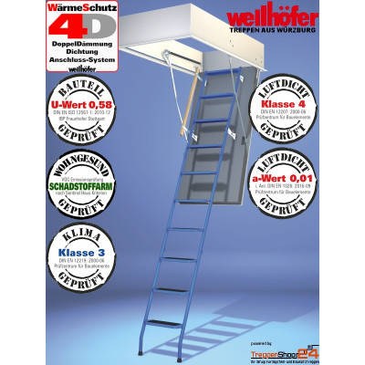 Wellhöfer Bodentreppe StahlBlau WS4D 128x60 bis...