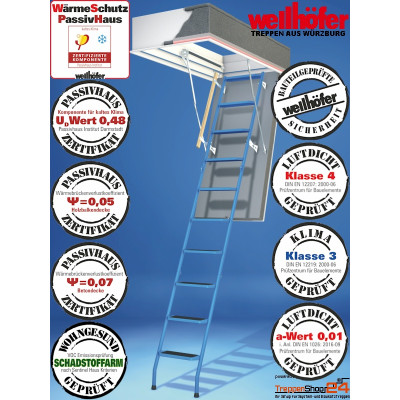 Wellhöfer Bodentreppe StahlBlau WSPH 115x65 bis...