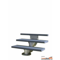 Außentreppe ÖkoStep 160 mit 3 Steigungen ohne Geländer für eine Geschosshöhe von 55,5 - 67,5 cm, Ausladung 43 cm bei geradem Verlauf, Aluminium-Stufenträger mit Trittstufen aus Recyclingkunststoff 5 cm stark grau, baun oder anthrazit, Stufenbreite 60 cm