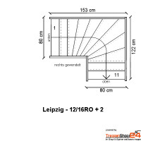 Raumspartreppe Leipzig 12 Steigungen 1/4 gewendelt oben Fichte/Buche