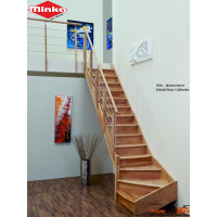 Raumspartreppe Home mit 15 Steigungen (14 Stufen) aus Buche unbehandelt, inkl. Setzstufen, ohne Geländer, Geschosshöhe 300 cm.