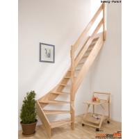 Raumspartreppe Solling 13 Steigungen 1/4 gewendelt oben Eiche/Ahorn/Nussbaum