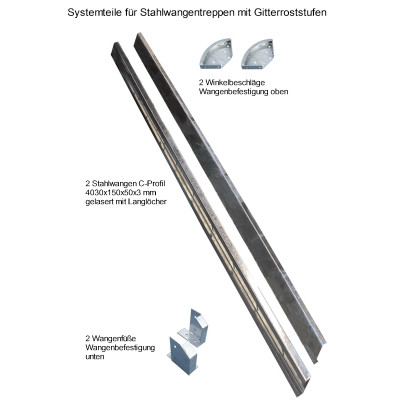Systemteile für Stahlwangentreppen mit B-Cube...