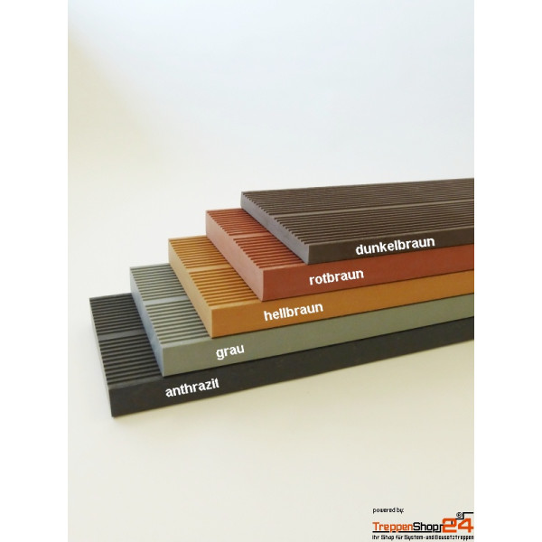 Kunststoffstufen 50 mm geriffelt, 50 x 30 x 5 cm, hellbraun, rotbraun oder dunkelbraun, für den Aussenbereich verrottungsfest, kein WPC enthält kein Holz! Andere Abmessungen gegen Aufpreis.