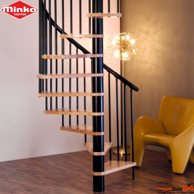 Spindeltreppe Spiral Effect Ø 140 cm schwarz / Buche