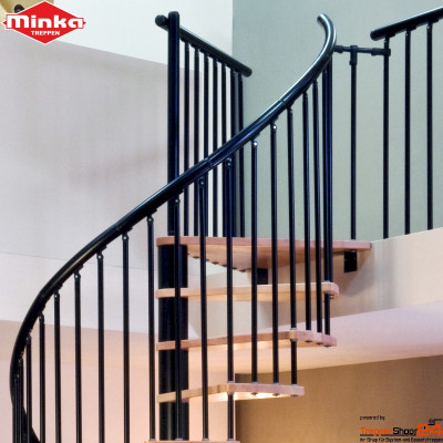 Spindeltreppe Spiral Effect Ø 140 cm schwarz / Buche