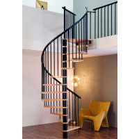 Spindeltreppe Spiral Effect Ø 140 cm schwarz / Buche