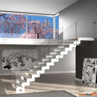 Stahlwangentreppe Rexal XR Buche viertelgewendelt