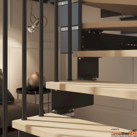 Stahlwangentreppe Composity Tube B84 cm