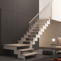 Stahlwangentreppe Composity Tube B94 cm