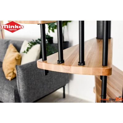 Spindeltreppe Spiral Smart Ø 140 cm Buche