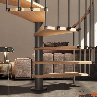 Spindeltreppe Phola Ø 180 cm mit Holzhandlauf