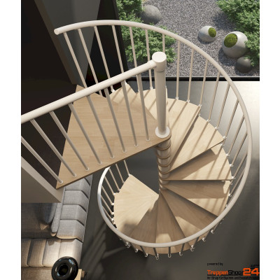 Spindeltreppe Phola Ø 180 cm mit Holzhandlauf